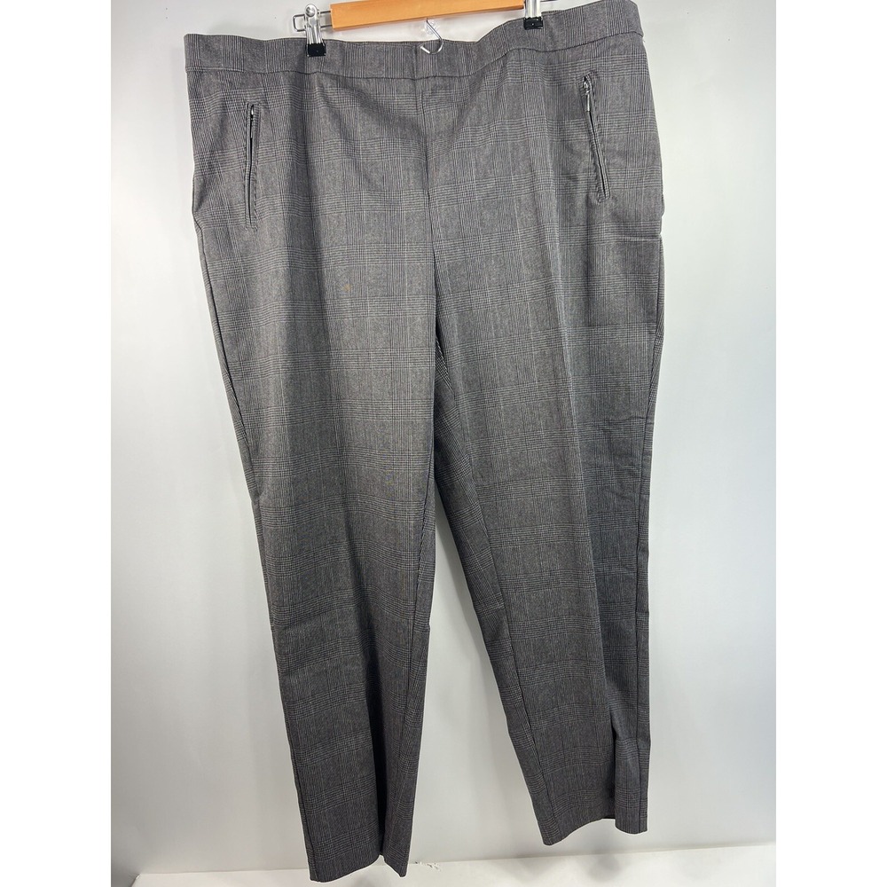 Fit Sight Dress Slacks Women's Size 24W‎ Houndstooth Plaid Stretch Tapered Leg